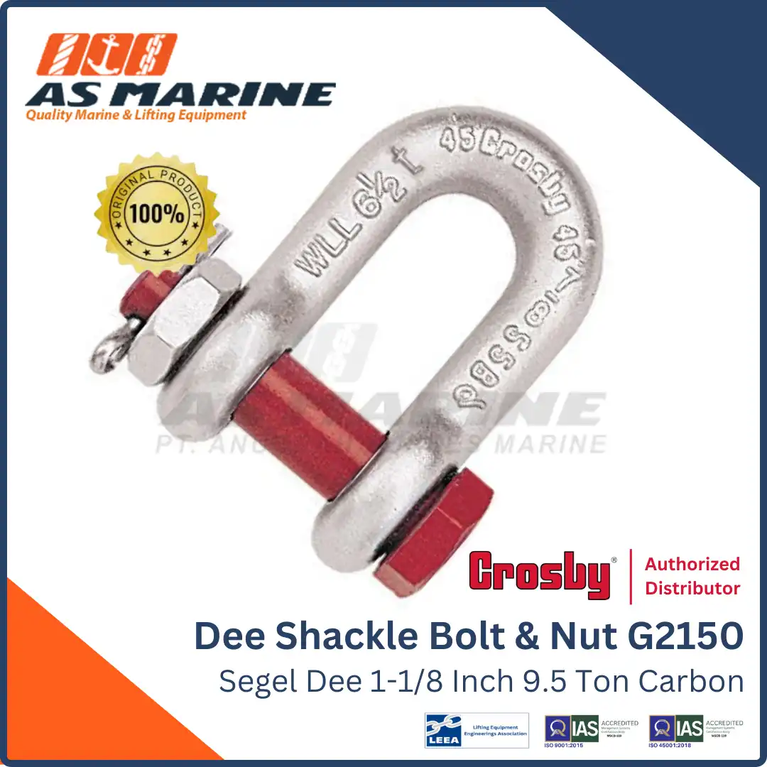 Crosby USA Dee Shackle / Segel D G2150 Bolt & Nut 1-1/8 Inch 9.5 Ton